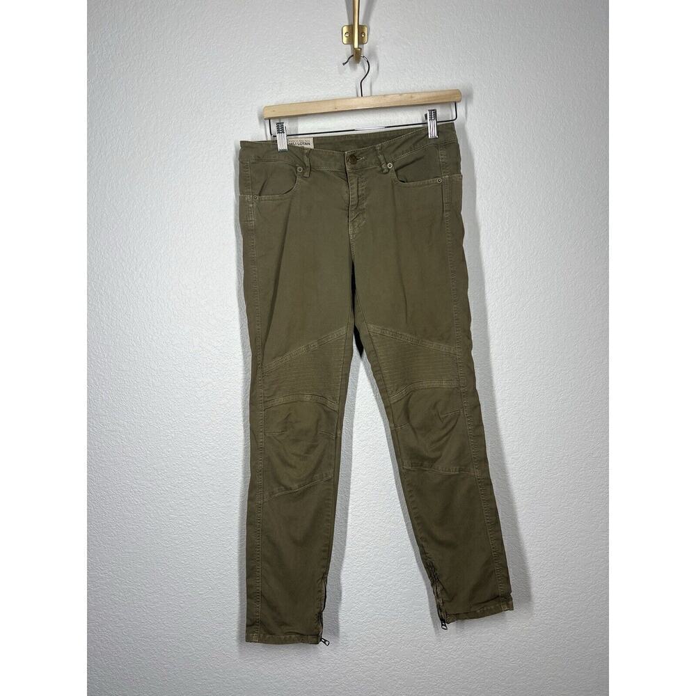 Nili Lotan Moto Military Pants Size 6 Olive Green Zip Hems